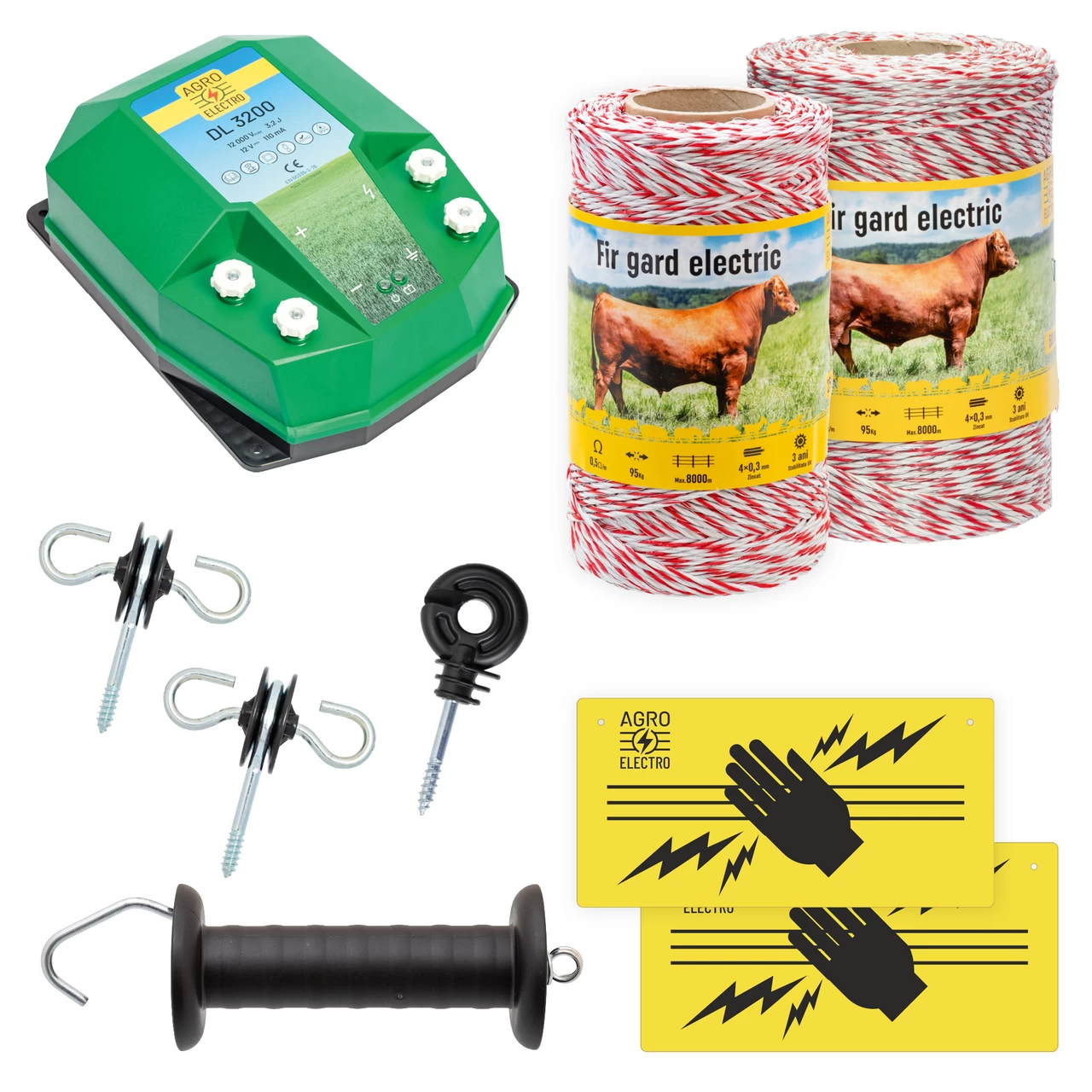 Kit di base recinto elettrico 750 m, 3,2 Joule, per animali domestici :: 750 m