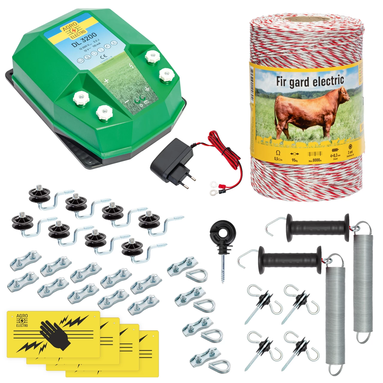 Kit completo recinto elettrico, 500 m, 3,2 Joule, 230 V, per animali domestici :: 500 m