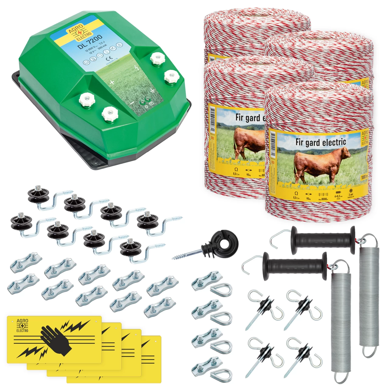 Kit completo recinto elettrico, 4000 m, 7,2 Joule, per animali domestici :: 4000 m