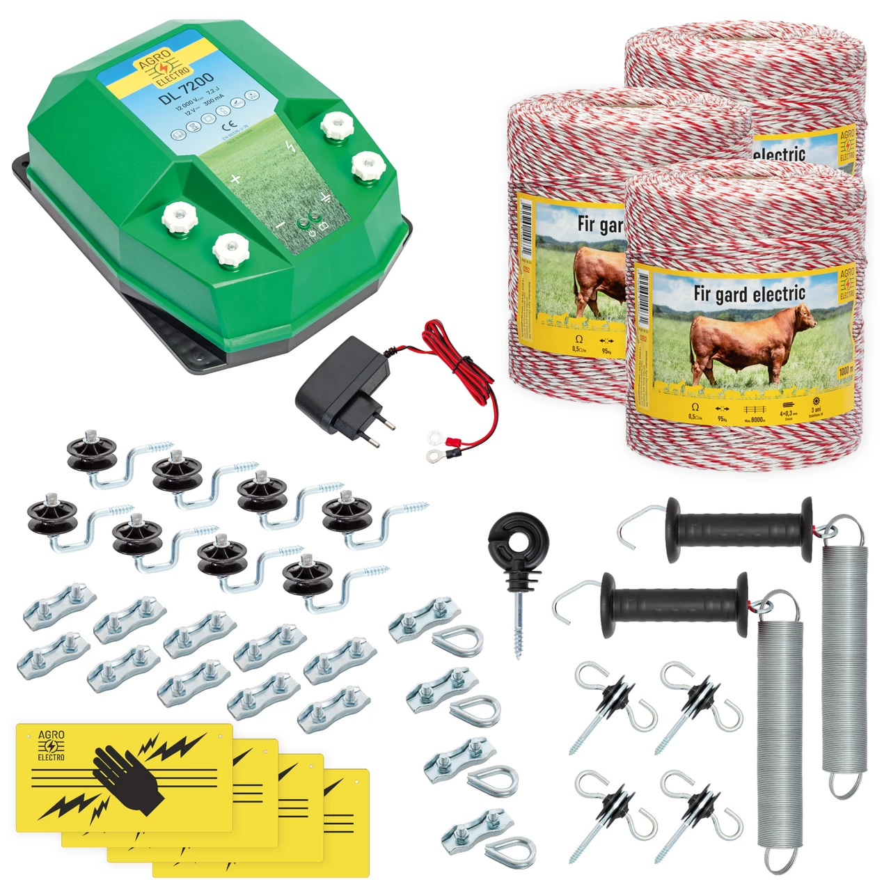 Kit completo recinto elettrico, 3000 m, 7,2 Joule, 230 V, per animali domestici :: 3000 m