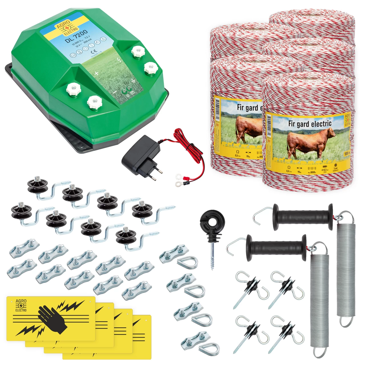 Kit completo recinto elettrico, 5000 m, 7,2 Joule, 230 V, per animali domestici :: 5000 m