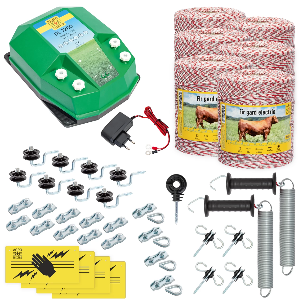 Kit completo recinto elettrico, 6000 m, 7,2 Joule, 230 V, per animali domestici :: 6000 m