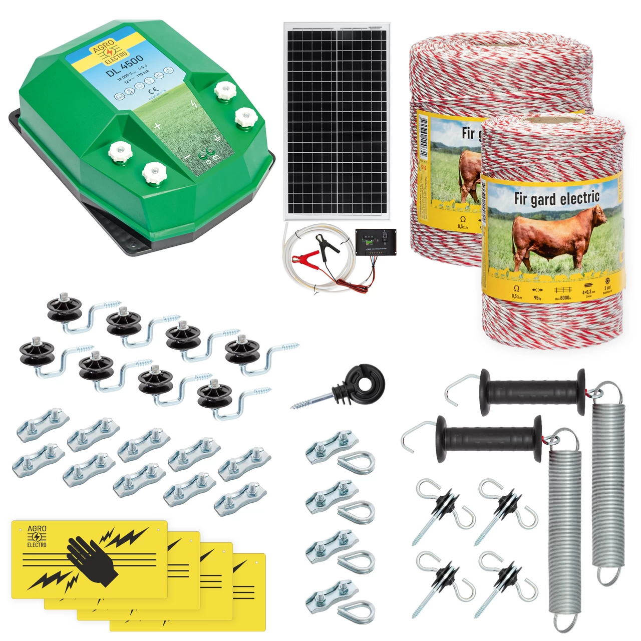 Kit completo recinto elettrico, 1500 m, 4,5 Joule, al sistema solare, per animali domestici :: 1500 m