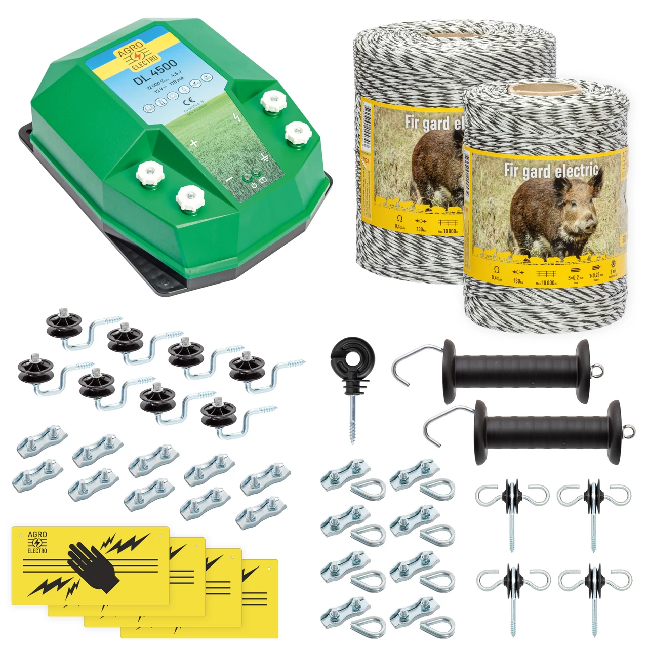 Kit completo recinto elettrico, 1500 m, 4,5 Joule, per animali selvatici :: 1500 m