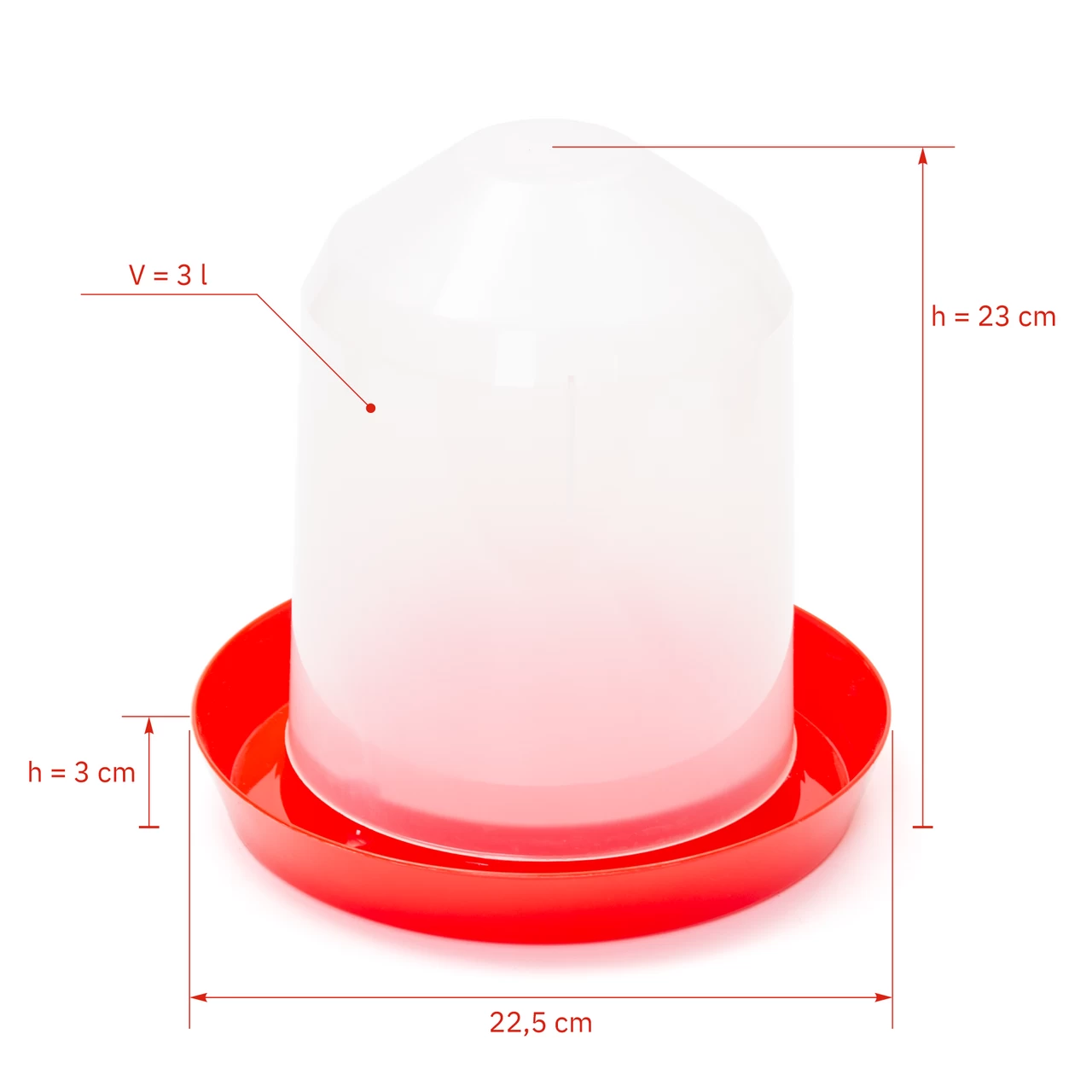 Abbeveratoio per polli, tipo campana, 3 litri