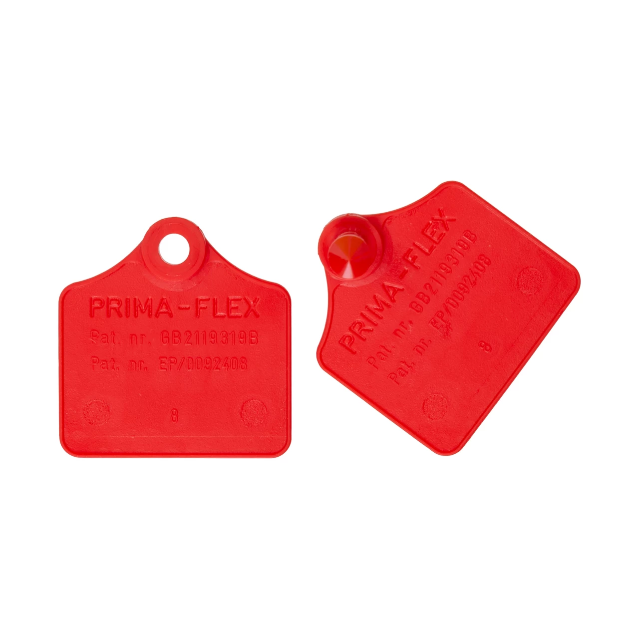 Set di marchi auricolari per pecore, Prima-Flex, rosso, 4,4 × 4,6 cm, 25 paia :: Rosso