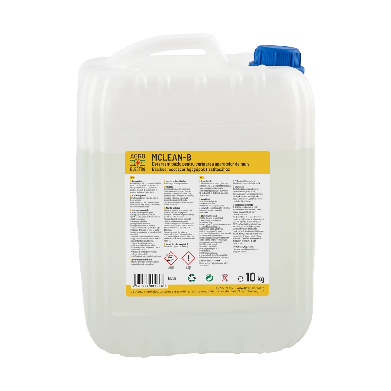 Detergente basico per mungitrici, MCLEAN-B, 10 kg :: 10 kg