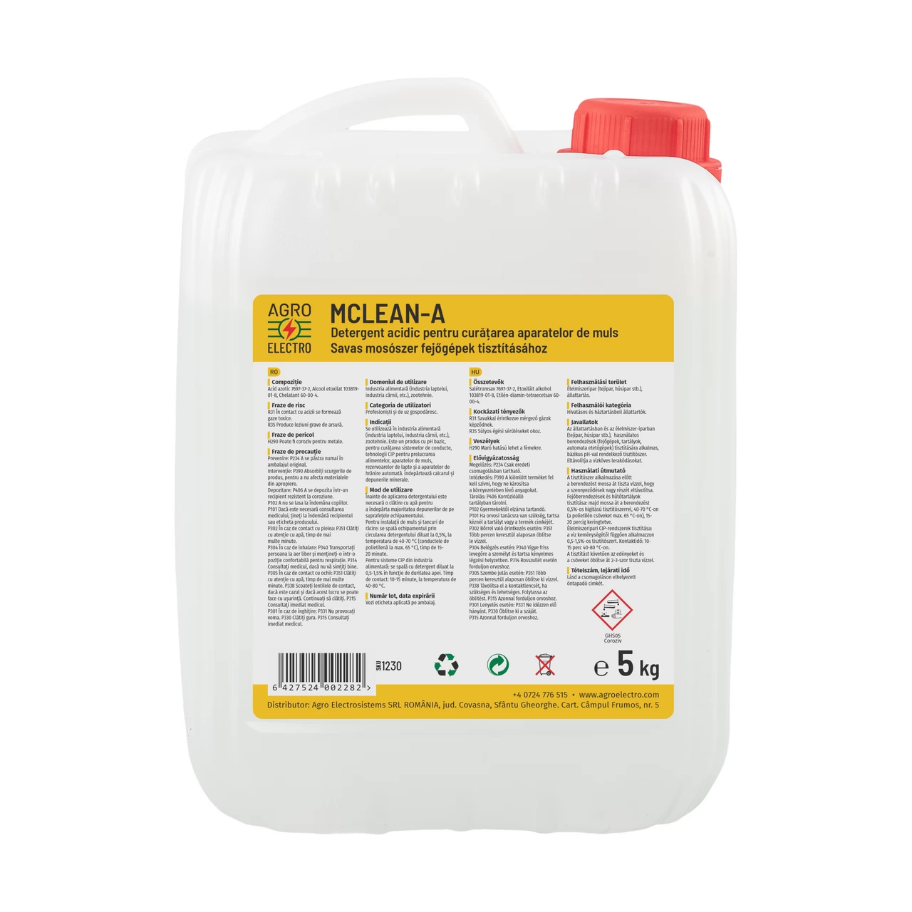 Detergente acido per la pulizia delle mungitrici, MCLEAN-A, 5 kg :: 5 kg