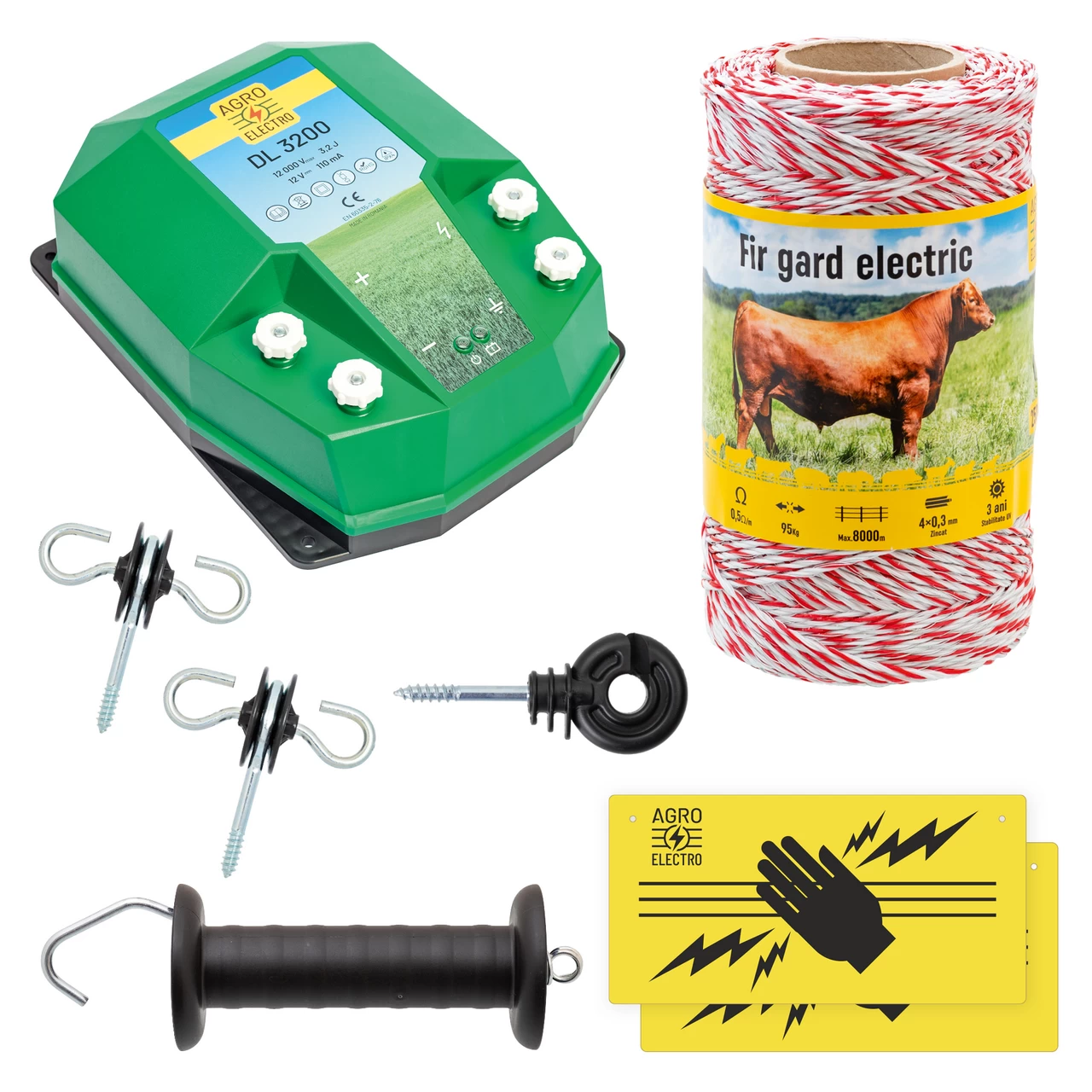 Kit di base recinto elettrico 250 m, 3,2 Joule, per animali domestici :: 250 m