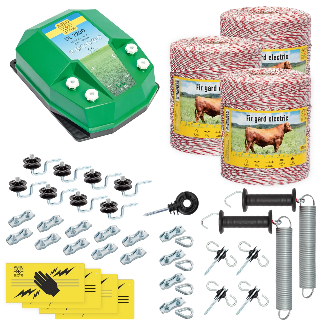 Kit completo recinto elettrico, 3000 m, 7,2 Joule, per animali domestici :: 3000 m