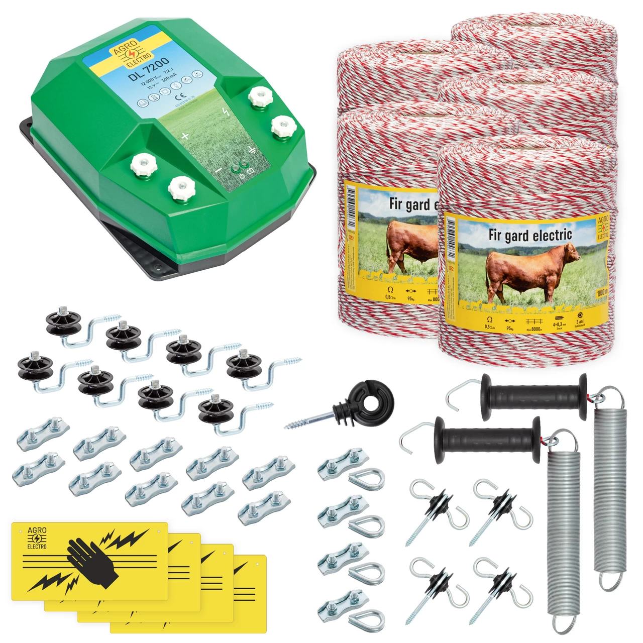 Kit completo recinto elettrico, 5000 m, 7,2 Joule, per animali domestici :: 5000 m