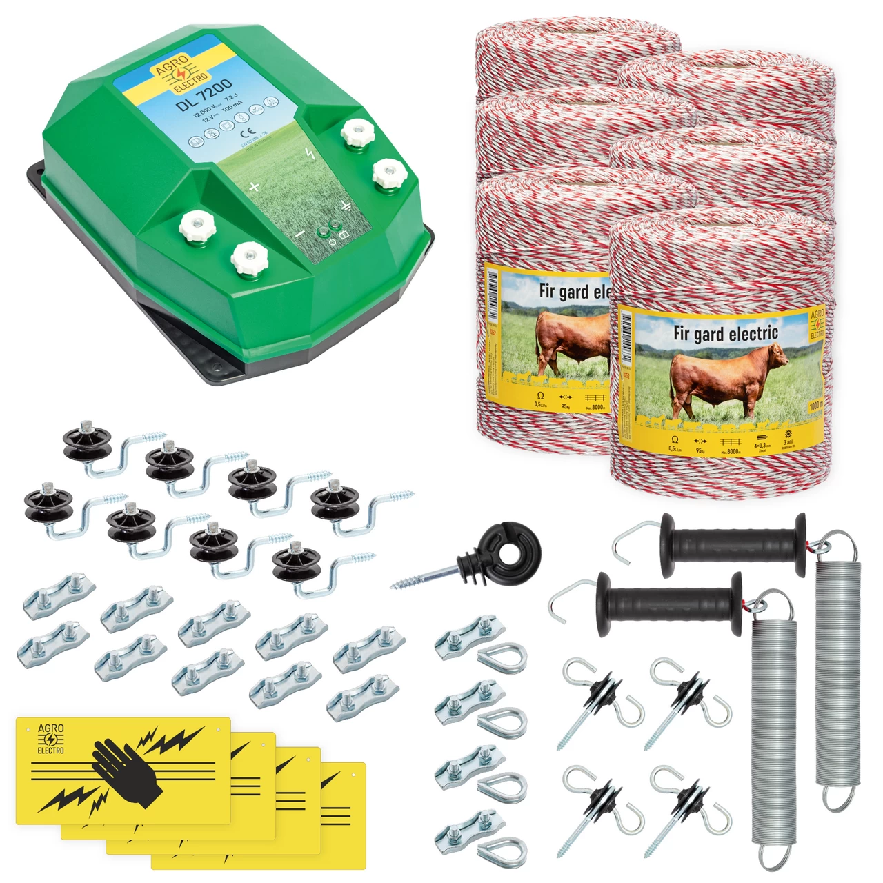 Kit completo recinto elettrico, 6000 m, 7,2 Joule, per animali domestici :: 6000 m