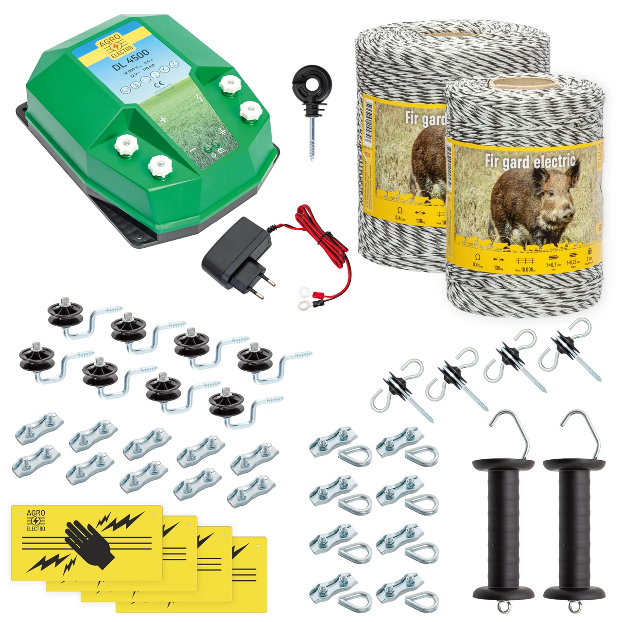 Kit completo recinto elettrico, 1500 m, 4,5 Joule, 230 V, per animali selvatici :: 1500 m