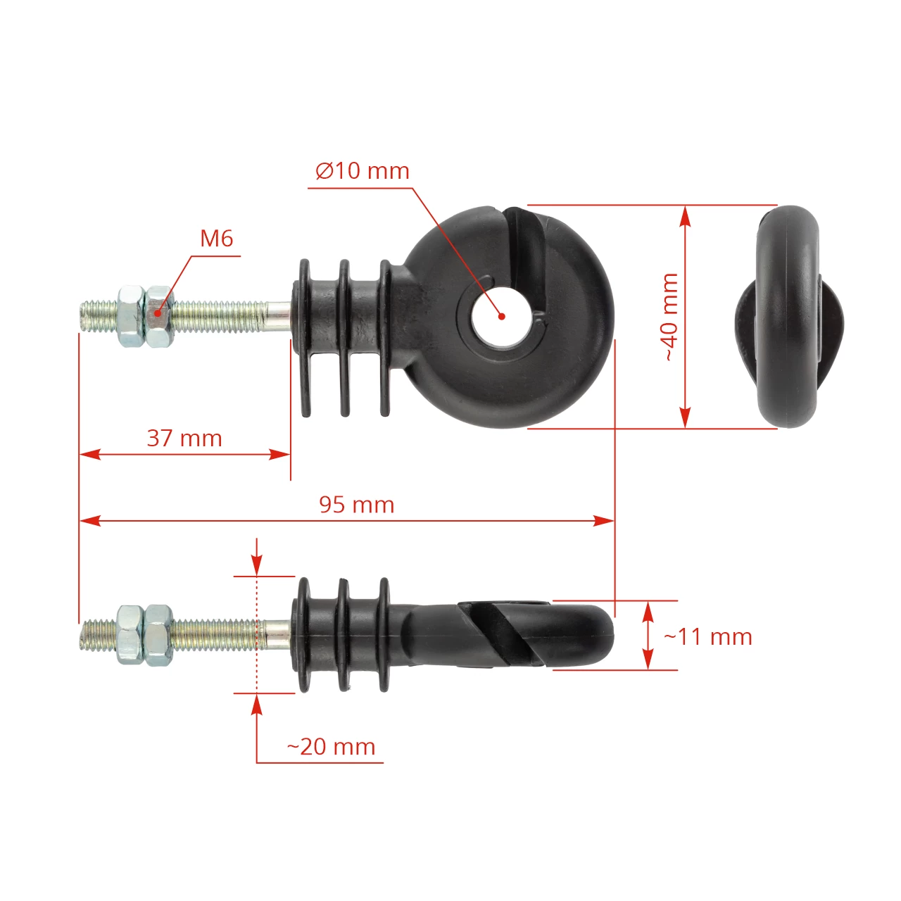 Isolatore anulare con filetto metrico M6