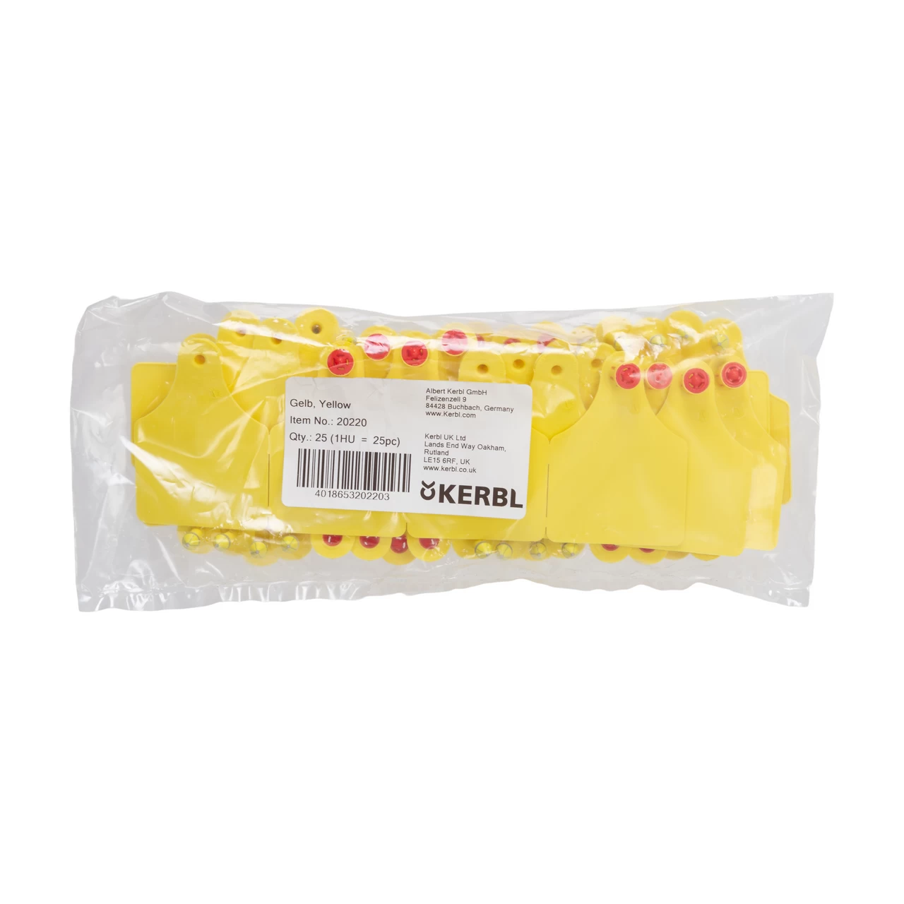 Set di marchi auricolari per bovini, FlexoPlus, giallo, 5,5 × 8 cm, 25 paia