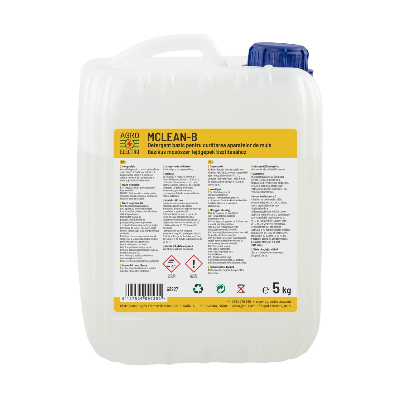 Detergente basico per mungitrici, MCLEAN-B, 5 kg :: 5 kg