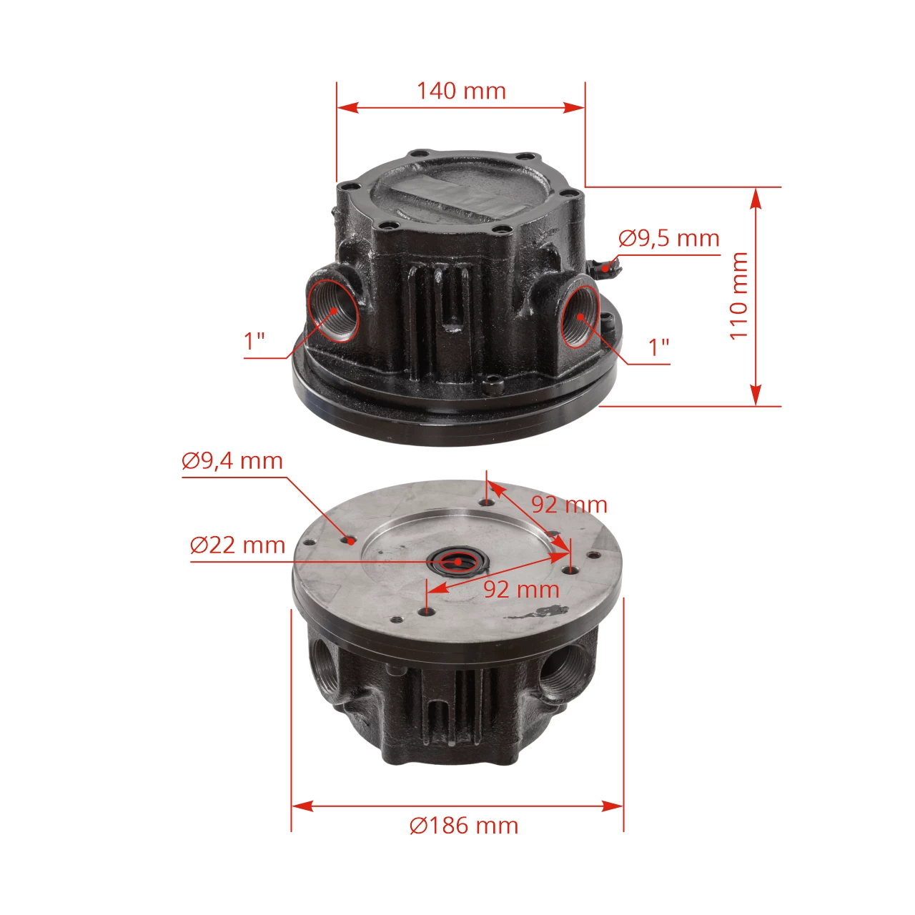 Pompa del vuoto per mungitrici, 80 mm (230 litri/minuto), senza motore