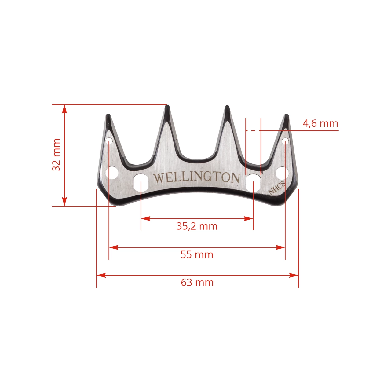 Testina superiore Wellington, 4 denti