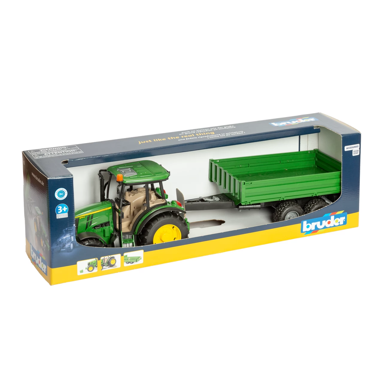 Trattore giocattolo John Deere 5115M con rimorchio