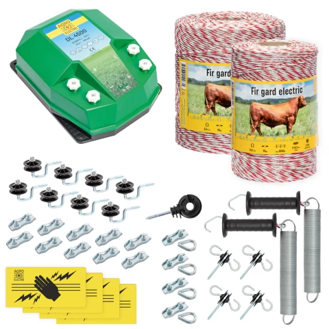 Kit completo recinto elettrico, 1500 m, 4,5 Joule, per animali domestici