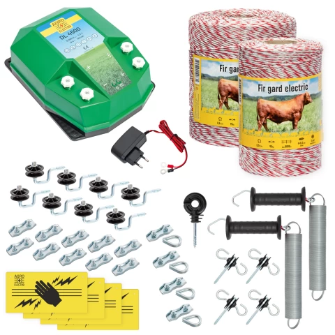 Kit completo recinto elettrico, 1500 m, 4,5 Joule, 230 V, per animali domestici