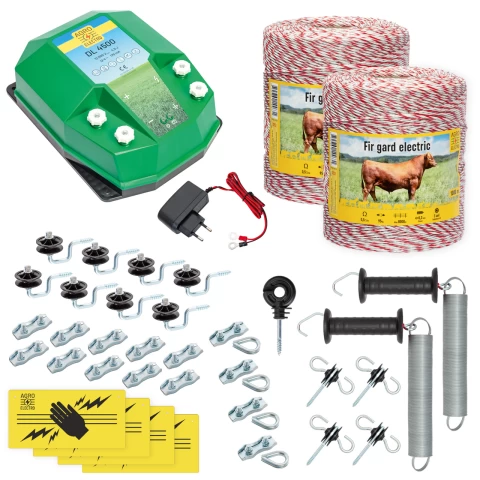 Kit completo recinto elettrico, 2000 m, 4,5 Joule, 230 V, per animali domestici :: 2000 m