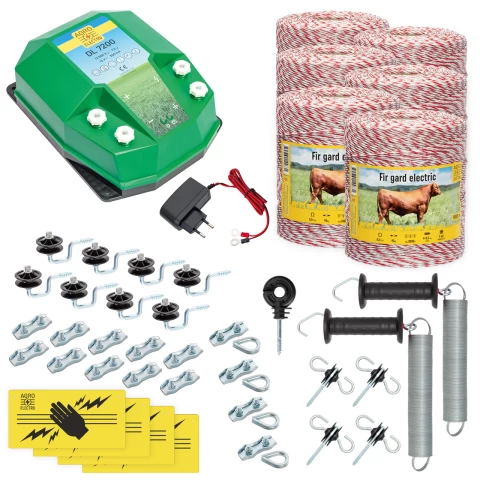 Kit completo recinto elettrico, 6000 m, 7,2 Joule, 230 V, per animali domestici