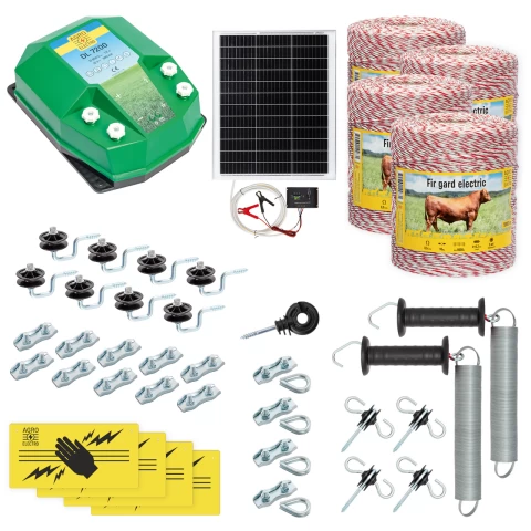 Kit completo recinto elettrico, 4000 m, 7,2 Joule, al sistema solare, per animali domestici :: 4000 m