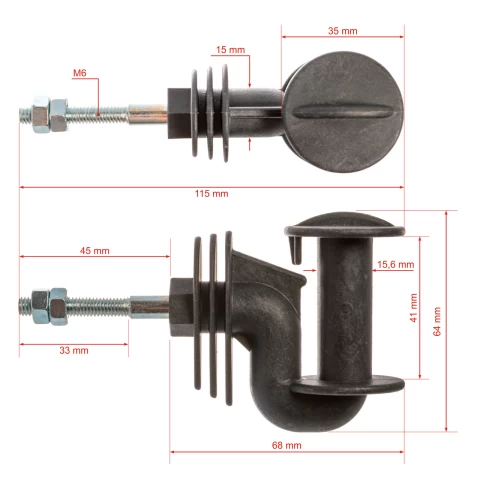 Isolatore nastro per angolo, a filetto M6