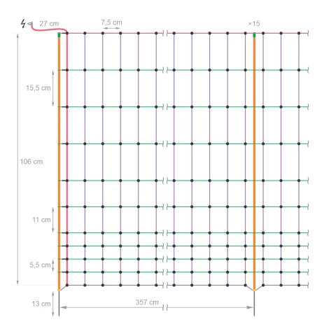 Rete per recinto elettrico per uccelli, 50 m × 106 cm