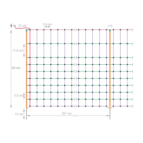 Rete di recinto elettrico per conigli, 50 m × 65 cm