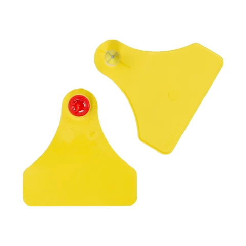 Set di marchi auricolari per bovini, FlexoPlus, giallo, 5,5 × 5,7 cm, 25 paia