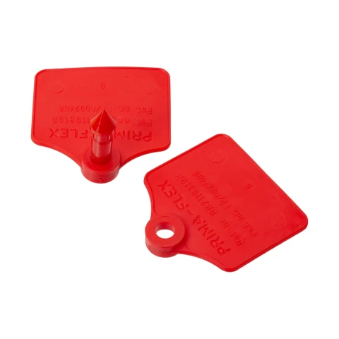 Set di marchi auricolari per pecore, Prima-Flex, rosso, 4,4 × 4,6 cm, 25 paia :: Rosso