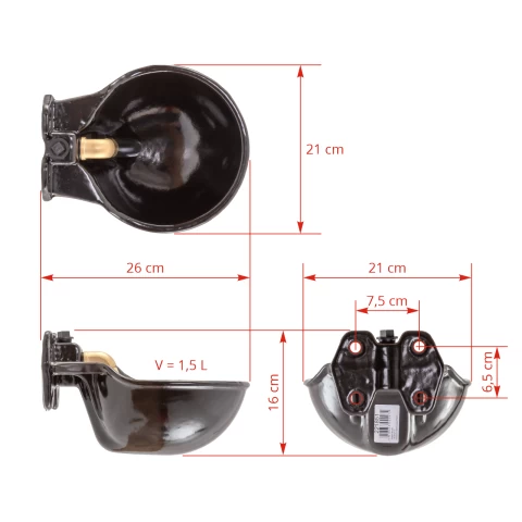 Abbeveratoio G51 in ghisa, con valvola cilindrica, 1,7 litri