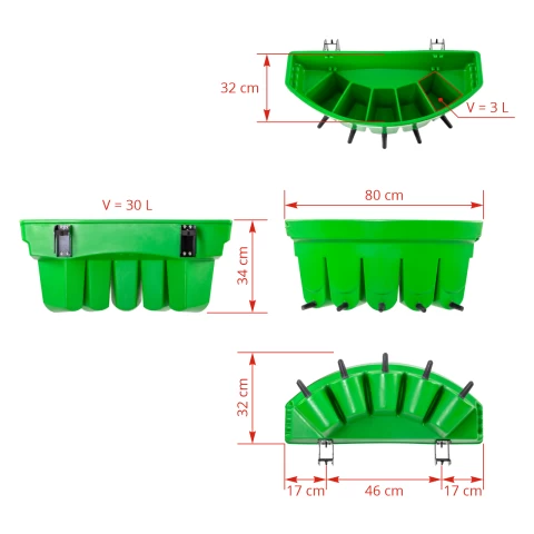 Abbeveratoio per vitelli con 5 tettarelle in gomma, 30 litri