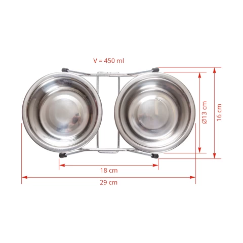 Set di 2 ciotole in acciaio inox per animali ,  Ø13 cm, 450 ml