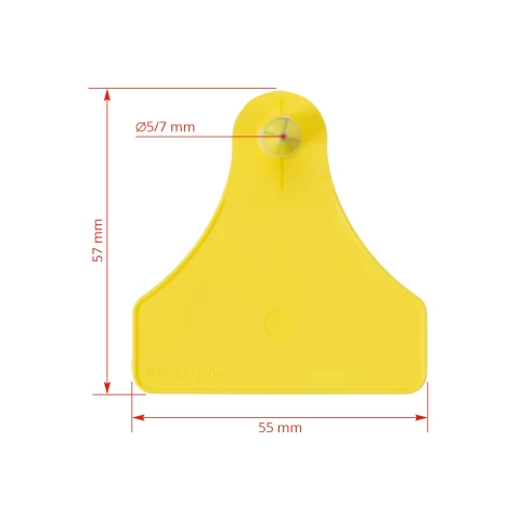 Set di marchi auricolari per bovini, FlexoPlus, giallo, 5,5 × 5,7 cm, 25 paia