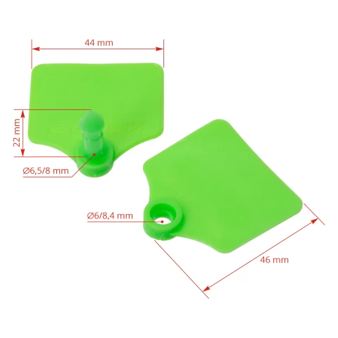 Set di marchi auricolari per pecore, Prima-Flex, verde, 4,4 × 4,6 cm, 25 paia :: Verde