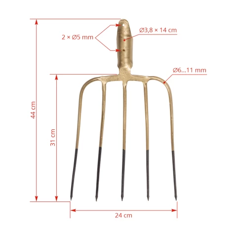 Forca da letame con 5 corna, senza gambo, 31 × 23 cm, 31 × 24 cm