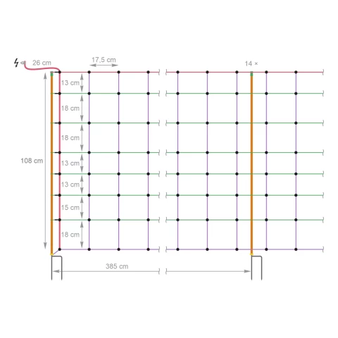 Rete per recinto elettrico 50 m × 108 cm